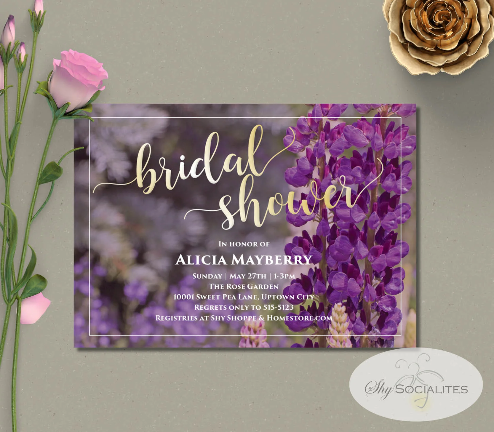 Purple Wildflowers Fl Bridal Shower Invitation Shy Socialites Purple Wildflowers Fl Bridal Shower Invitation Shy Socialites
