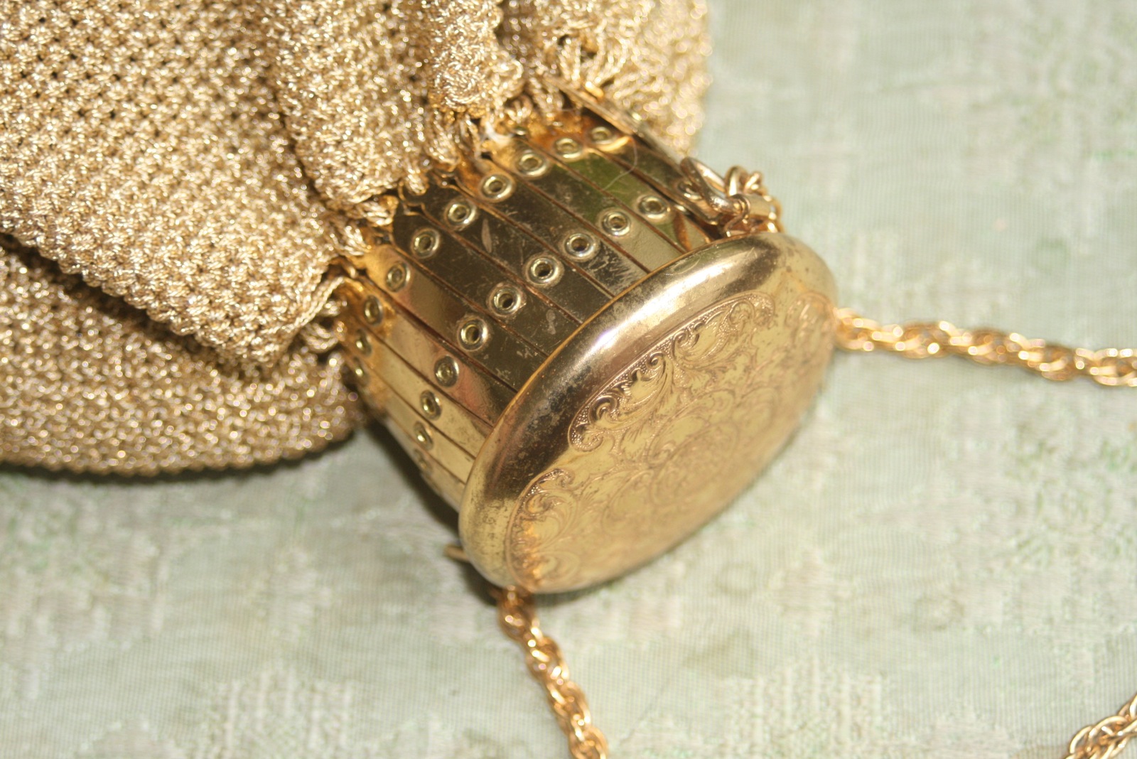 vintage gold mesh purse