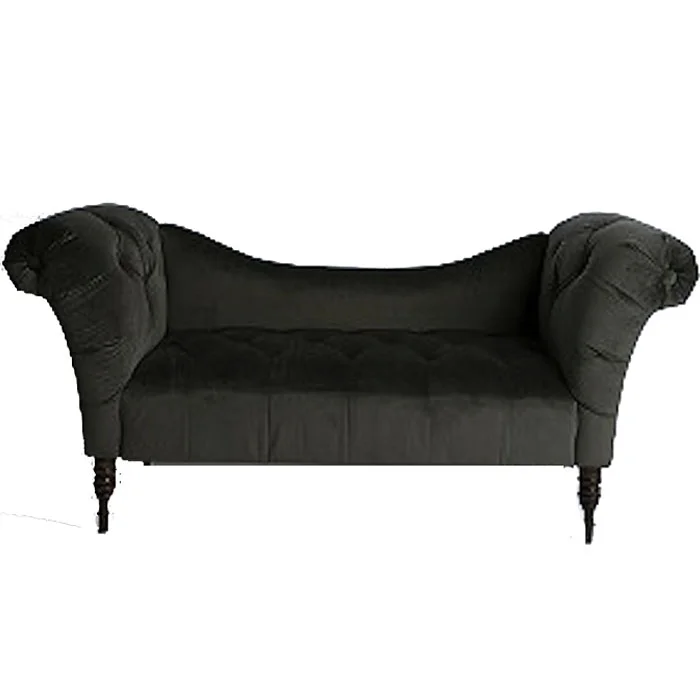 Charcoal Tufted Velvet Fainting Sofa Rentquestnyc