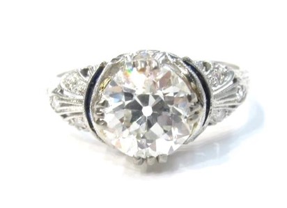 1.91CT H / I颜色,VS2清晰度旧欧洲切钻铂金,蓝宝石和钻石设置。 C.1920
