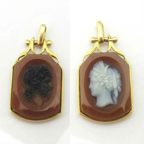 维多利亚时代的Sardonyx和14k Gold Caveo FOB,在我们的在线商店。