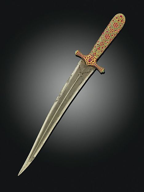 匕首,C.1620。钢铁,玉石,红宝石& Gold