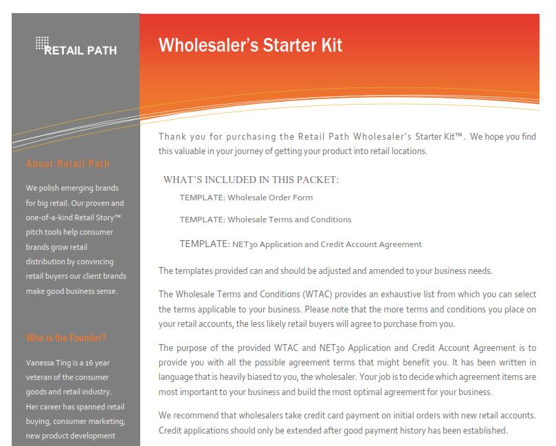 Wholesaler S Starter Kit Buy Retail Path Smart Growth Strategies For Emerging Brands