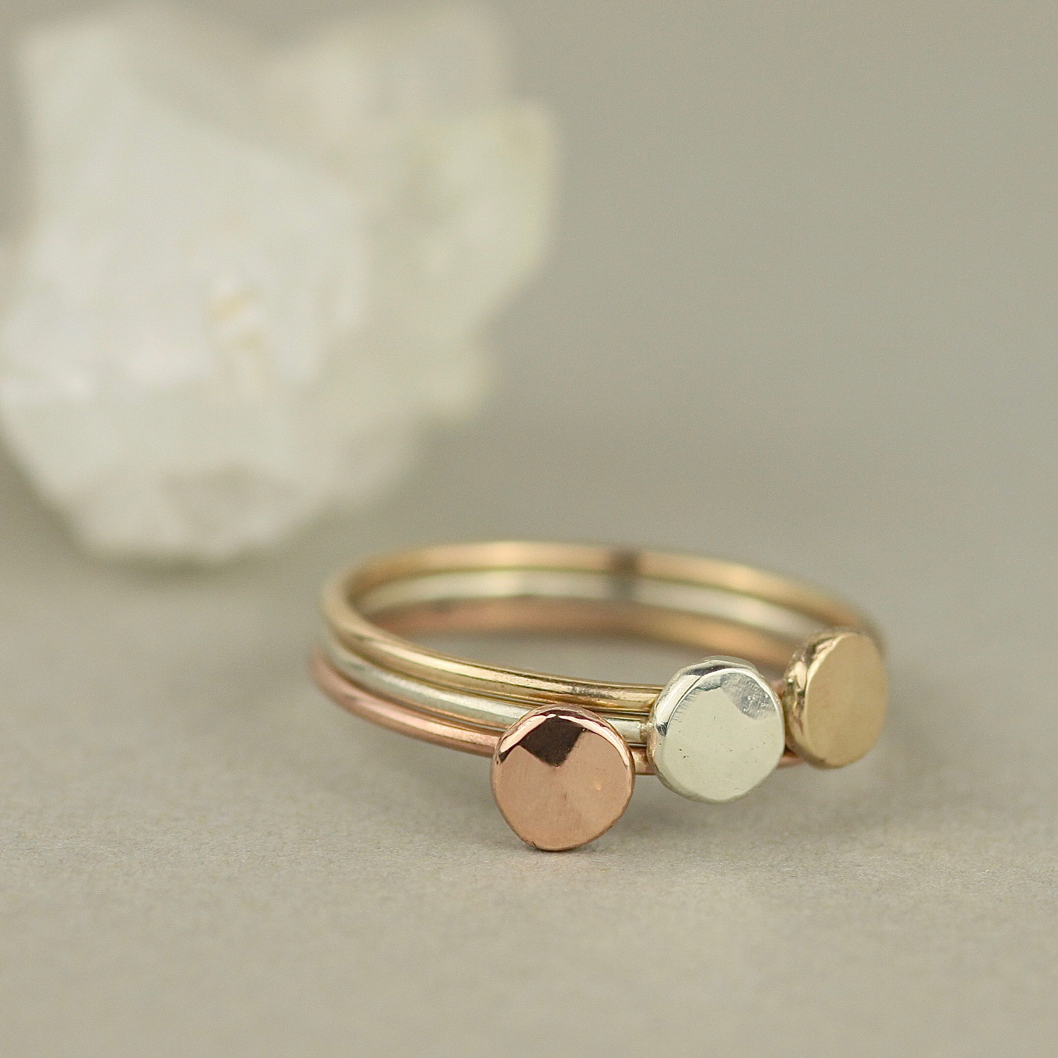 Rrecycled 9ct Gold Pebble Stacking Ring Set Marcia Vidal