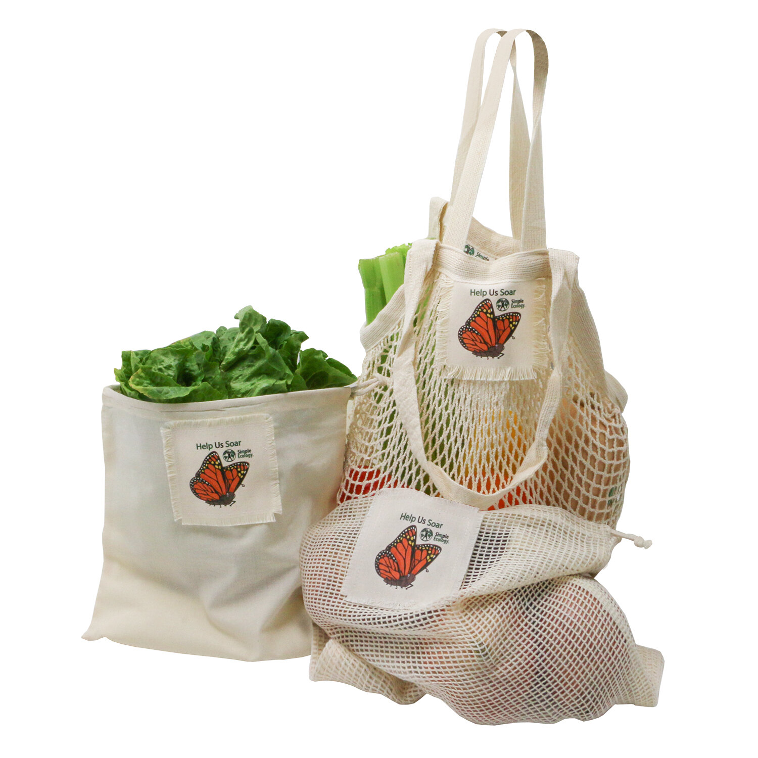 Fruit & Veggie Themed Tote Bag & Pouch Set