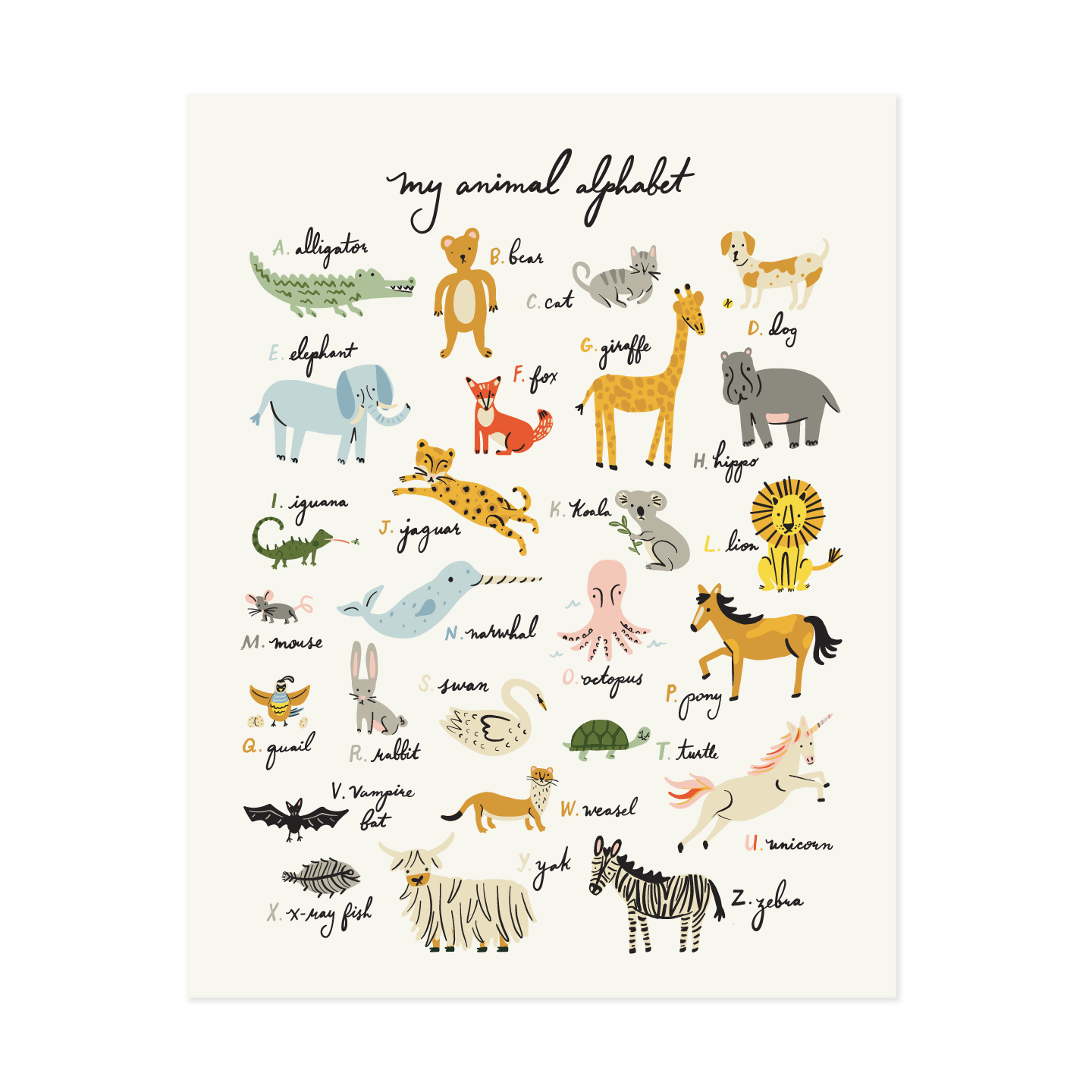 Animal Alphabet Art Print — Little Low