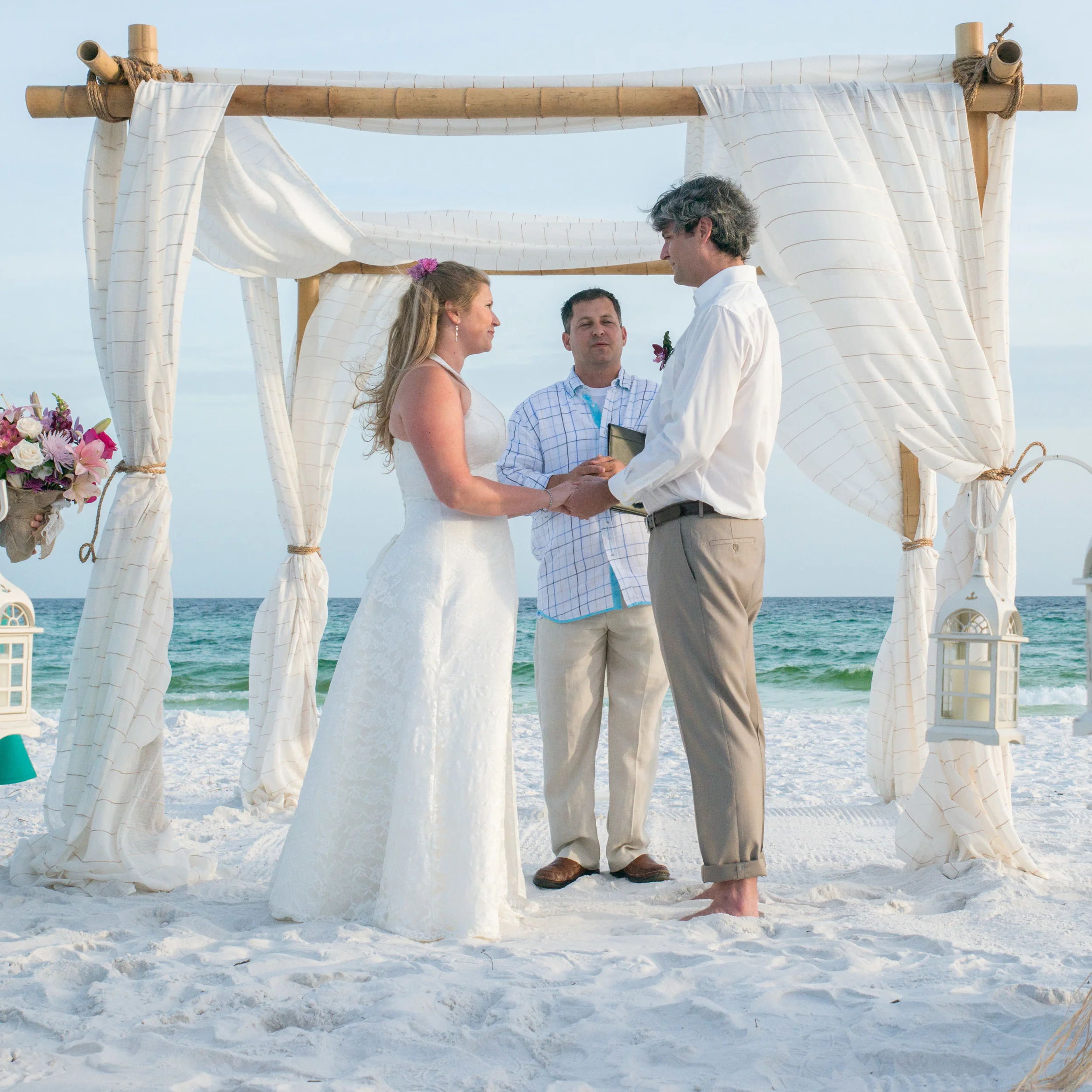 4 Post Bamboo Arbor With Linen Royal Beach Weddings