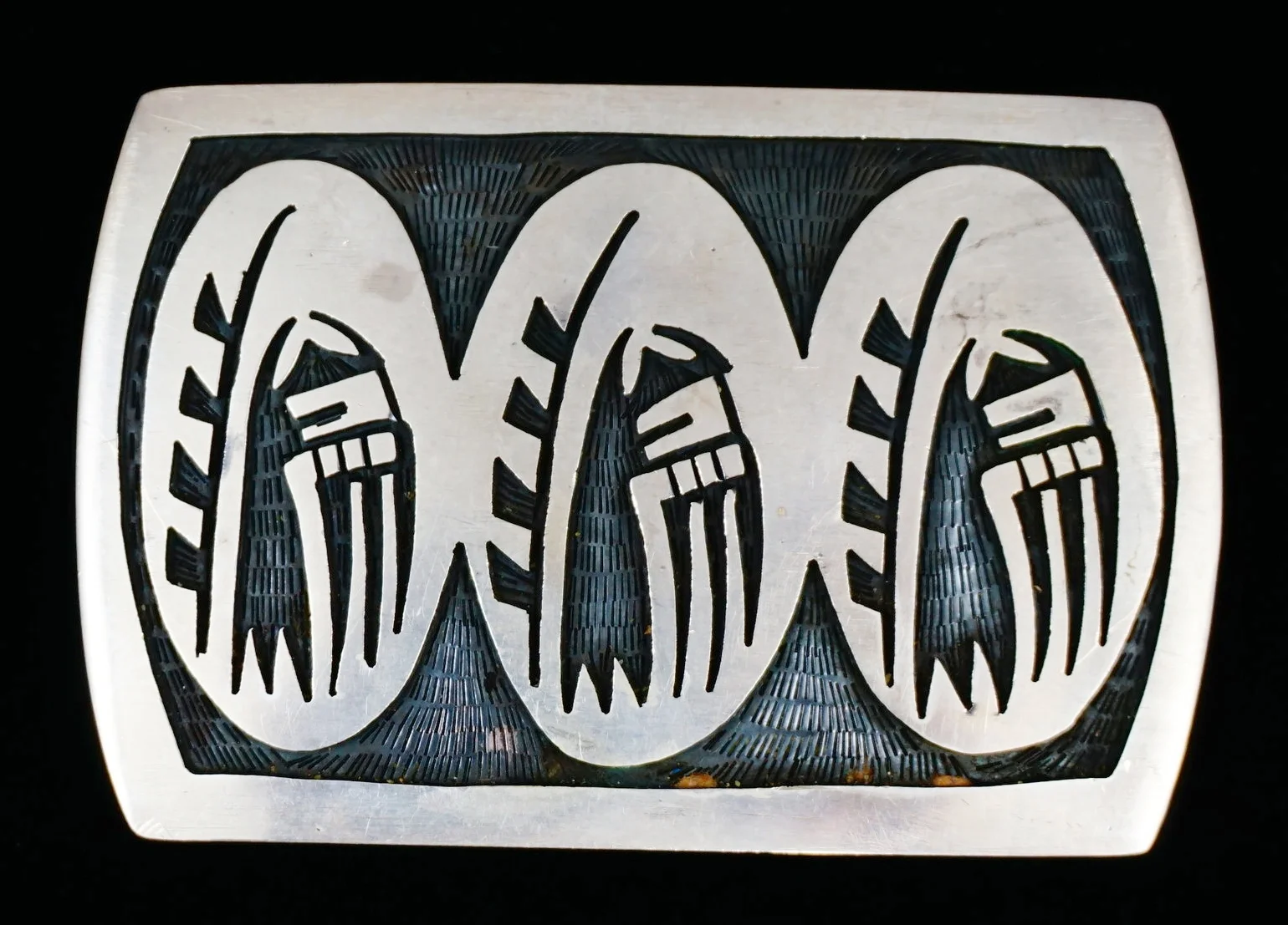 Item 290f Hopi Longhair Kachina Overlay 1993 Award Belt Buckle