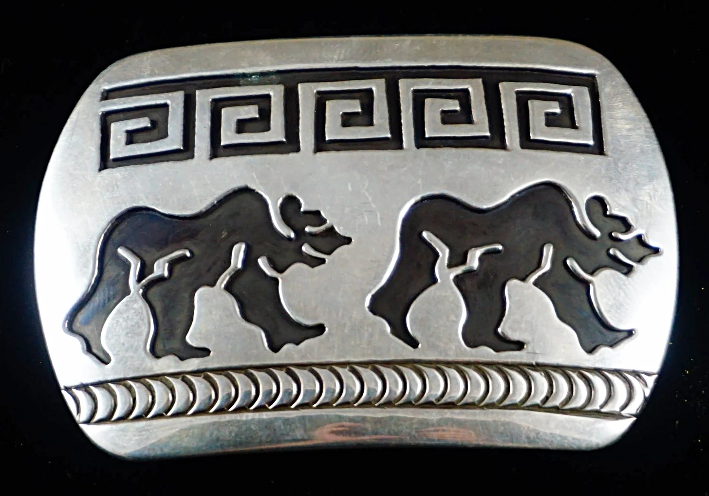 Walking Bears Vintage Native American Navajo Wide Sterling Silver Bracelet Cuff Walking Bears Vintage Native American Navajo Wide Sterling Silver Bracelet Cuff