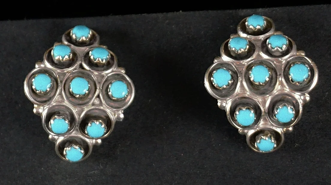 Native American Authentic Vintage Zuni Blue Gem Turquoise Sterling Silver Bow Guard Native American Authentic Vintage Zuni Blue Gem Turquoise Sterling Silver Bow Guard