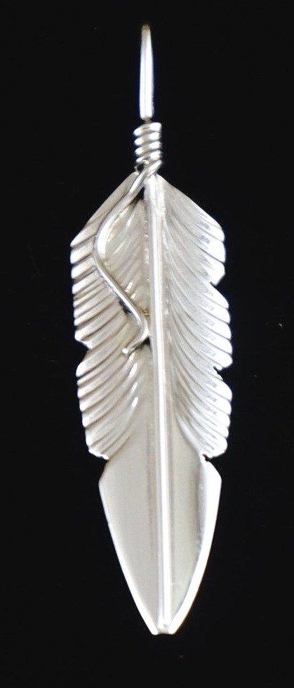 Sterling Silver Feather Necklace Native American Navajo