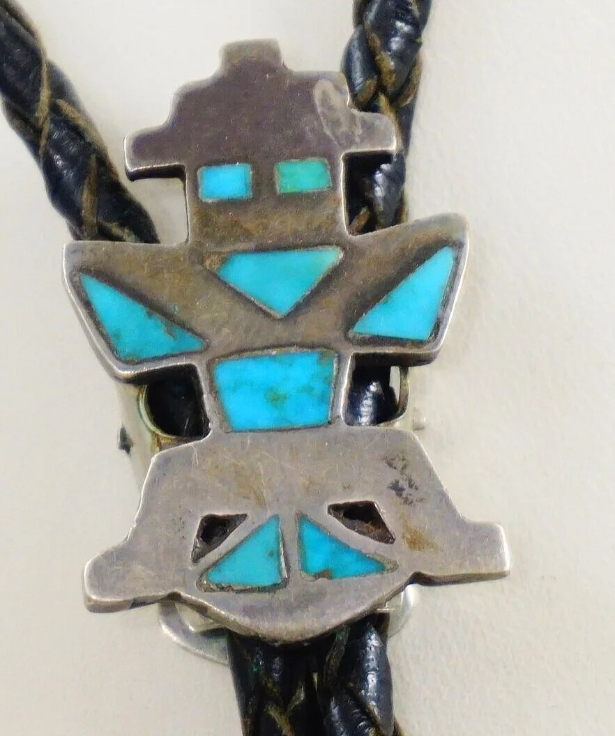 Amazing Vintage Native American Zuni Godber Turquoise Sterling Silver Bolo Amazing Vintage Native American Zuni Godber Turquoise Sterling Silver Bolo