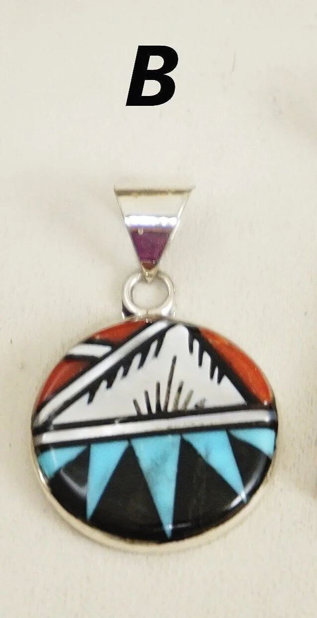 Item #943K- Zuni Multi Stone Geometric Inlay Sterling Silver Item #943K- Zuni Multi Stone Geometric Inlay Sterling Silver