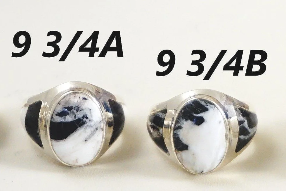 Item #896Z- Men's Navajo 3 Sided White Buffalo Sterling Silver Rings sz. 9, 9 3/4, 10 1/4 and 11 1/2 —Men's Various Stone Native Rings- EAGLE ROCK