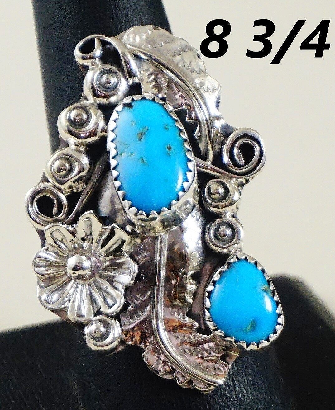 Navajo Indian Sterling Silver Heart Turquoise Ring Size 5.5 by Neha 