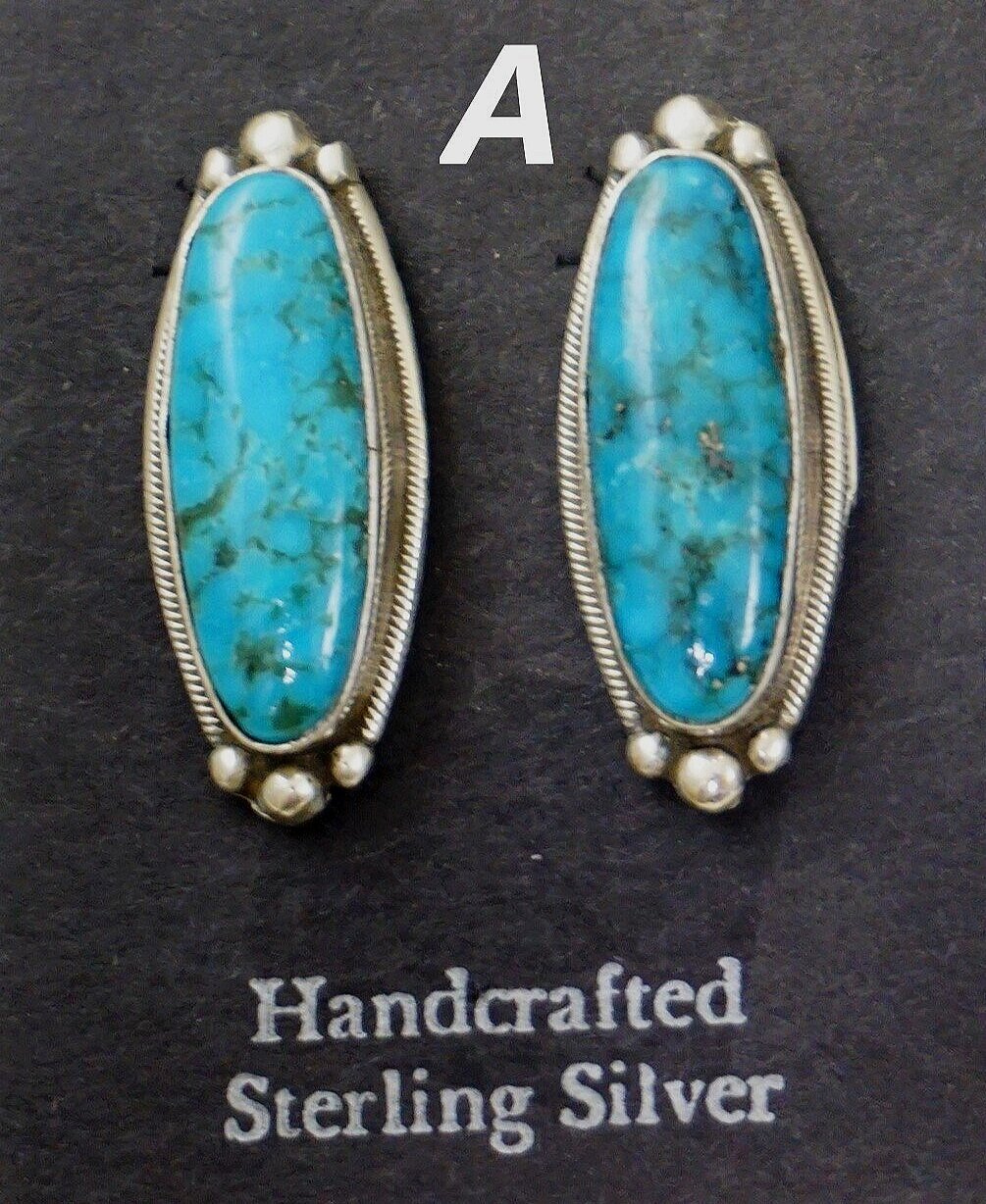 Details about   Navajo Sterling Silver And Sonoran Gold Turquoise Post Dangle Earrings Signed 