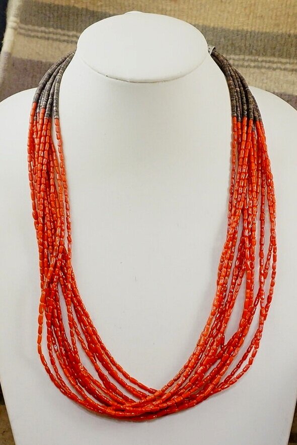 Details about   Native American Indian Jewelry Hand Strung 3 Strand Coral Necklace! 