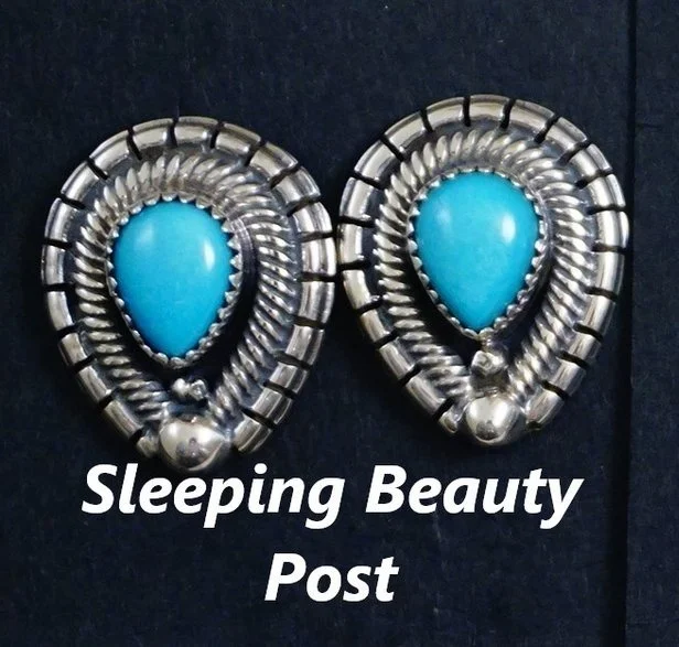 Beautiful Vintage Native American Navajo Morenci Turquoise Sterling Silver Earrings Beautiful Vintage Native American Navajo Morenci Turquoise Sterling Silver Earrings