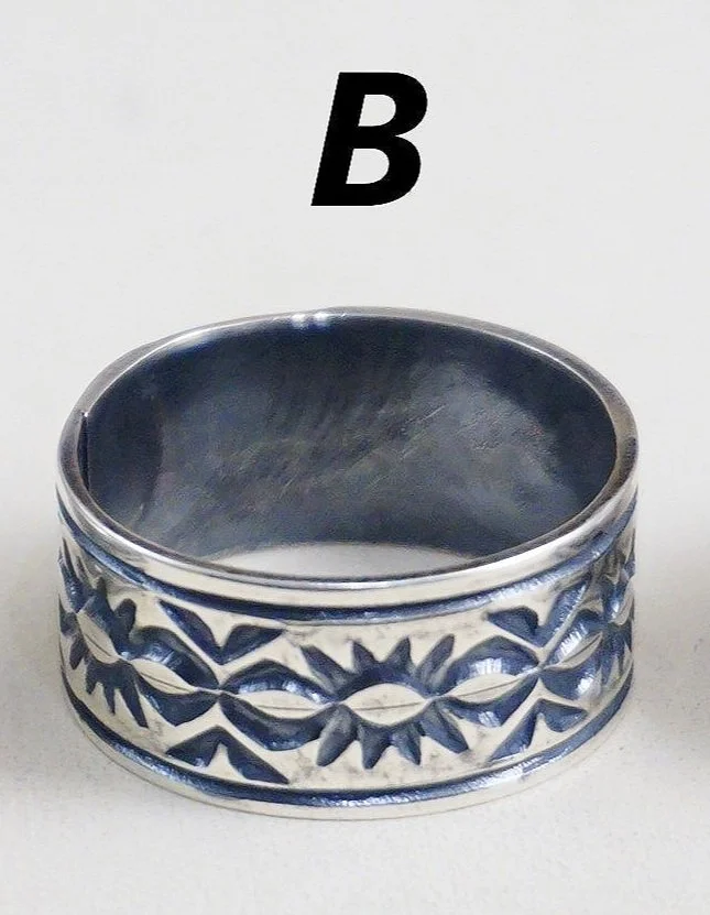 Item #989E- Navajo Symbols Stamped Sterling Silver Ring Item #989E- Navajo Symbols Stamped Sterling Silver Ring
