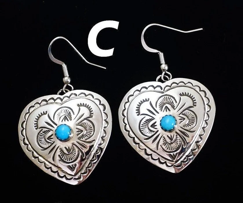 Sterling Silver Rhodium-plated NHL LogoArt St Louis Blues Enamel Heart Dangle Earrings