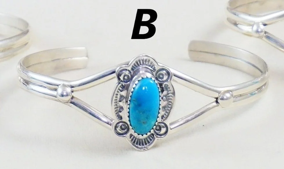 Signed Vintage Native American Navajo Turquoise Sun Sterling Silver Bracelet Signed Vintage Native American Navajo Turquoise Sun Sterling Silver Bracelet