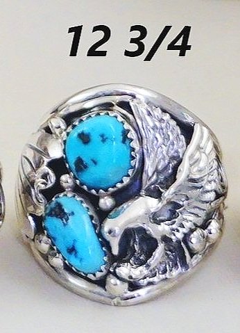 2 EAGLE WING TURQUOISE RINGS chopper ring gift BR93R LIGHTNING BOLTS ON SIDES 