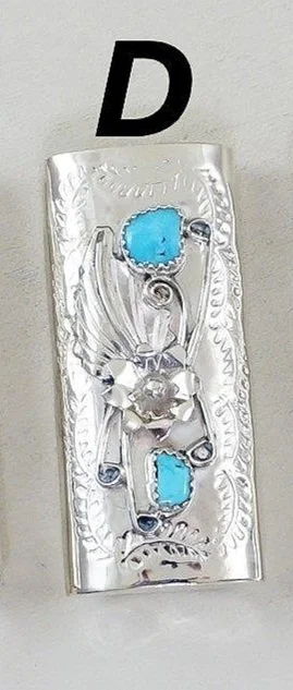 Item #855H- Mini Navajo Double Turquoise Sterling Silver Item #855H- Mini Navajo Double Turquoise Sterling Silver