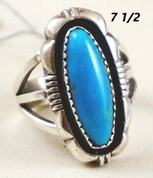 Item #928W- Women's Navajo Oblong Kingman Turquoise Item #928W- Women's Navajo Oblong Kingman Turquoise