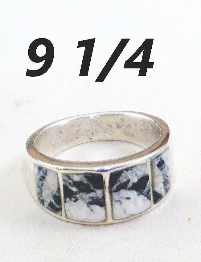 Item #1028B- Navajo White Buffalo Inlay Sterling Silver Ring Item #1028B- Navajo White Buffalo Inlay Sterling Silver Ring