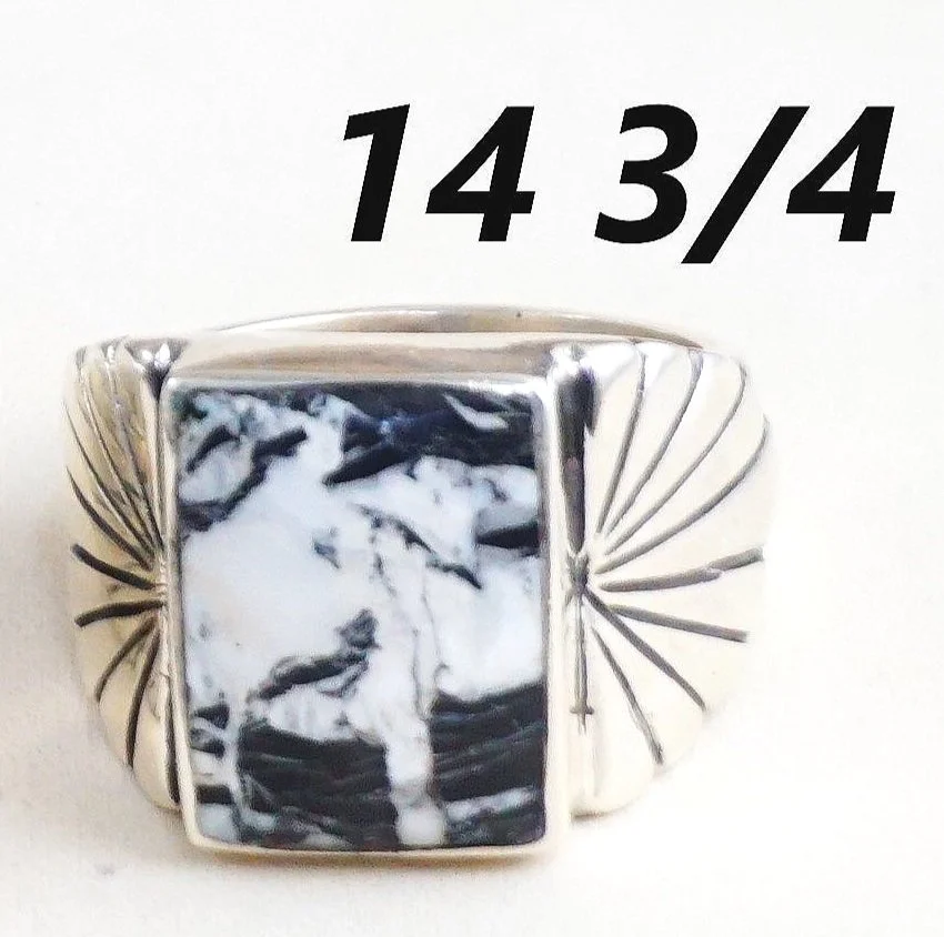 Men's Navajo White Buffalo Rings —Men's Various Stone Rings