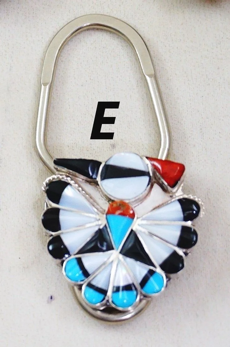 Zuni Multi Stone Inlay Thunderbird Key Ring —Key Chains Zuni Multi Stone Inlay Thunderbird Key Ring —Key Chains