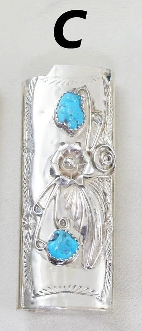 Item #985P- Navajo Double Turquoise Decorative Stamped Item #985P- Navajo Double Turquoise Decorative Stamped