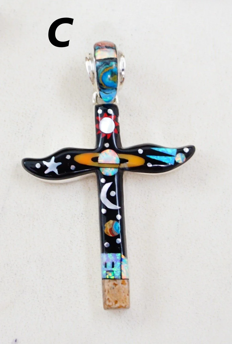 Navajo Father Sky Stone Inlay Cross Pendants —Native
