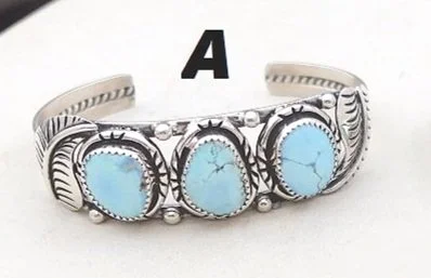 Navajo Golden Hills Turquoise Silver Bracelets —Women's and