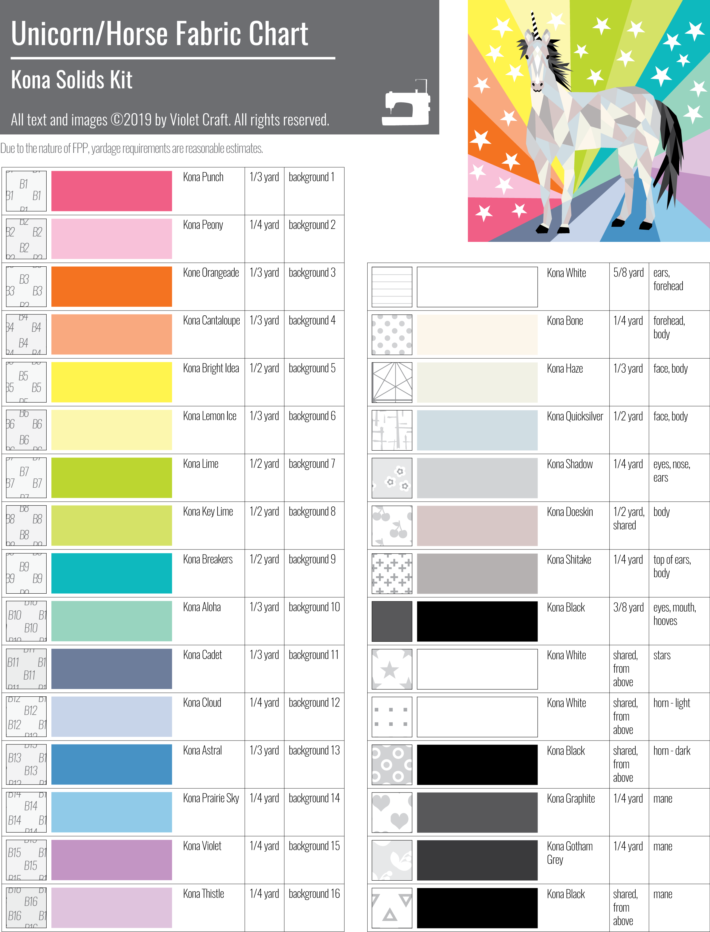 The Unicorn And Horse Abstractions Quilt Pattern Violet Craft