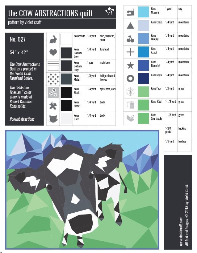 The Cow Abstractions Quilt Pattern Violet Craft