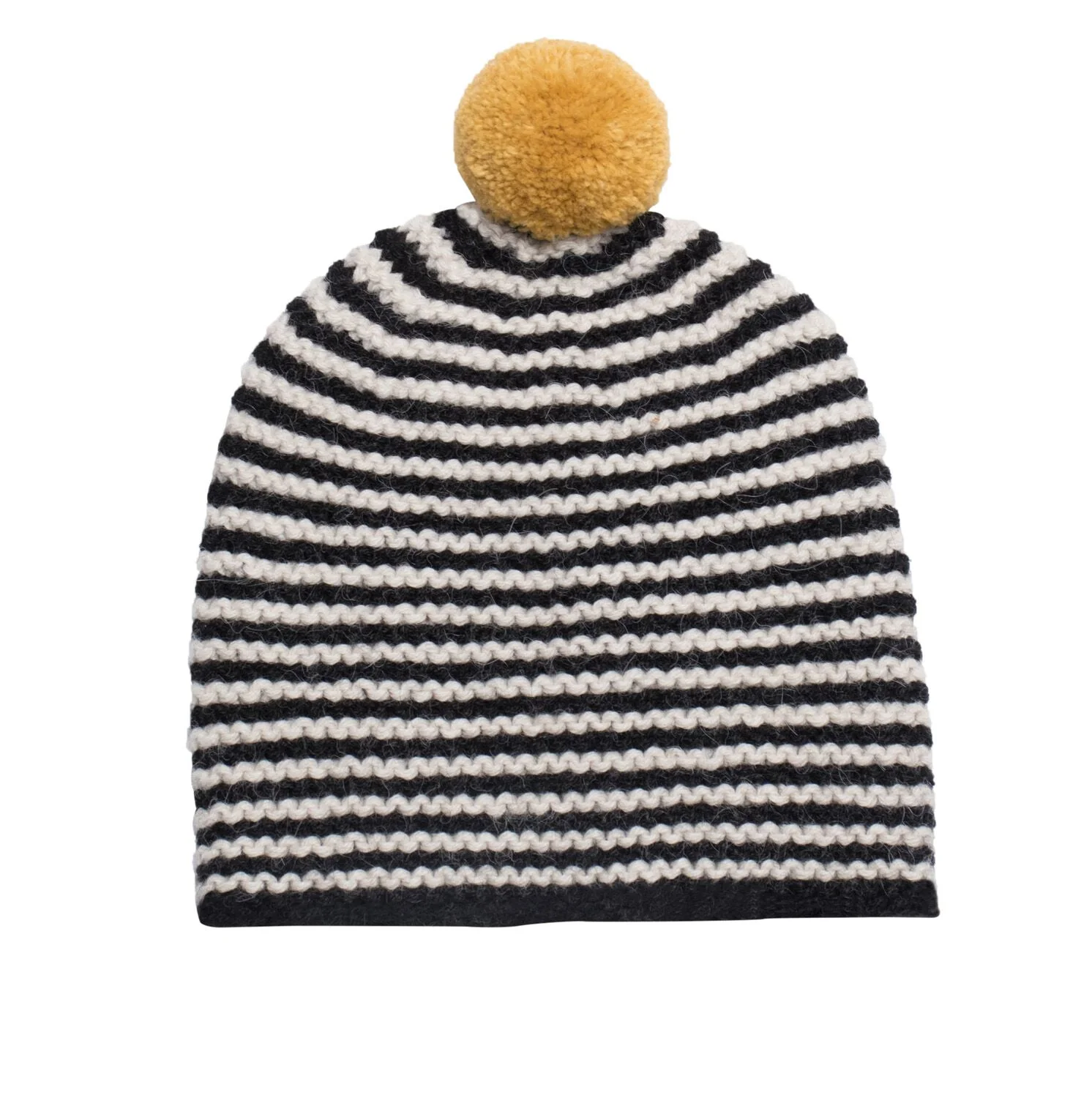 black and white striped beanie