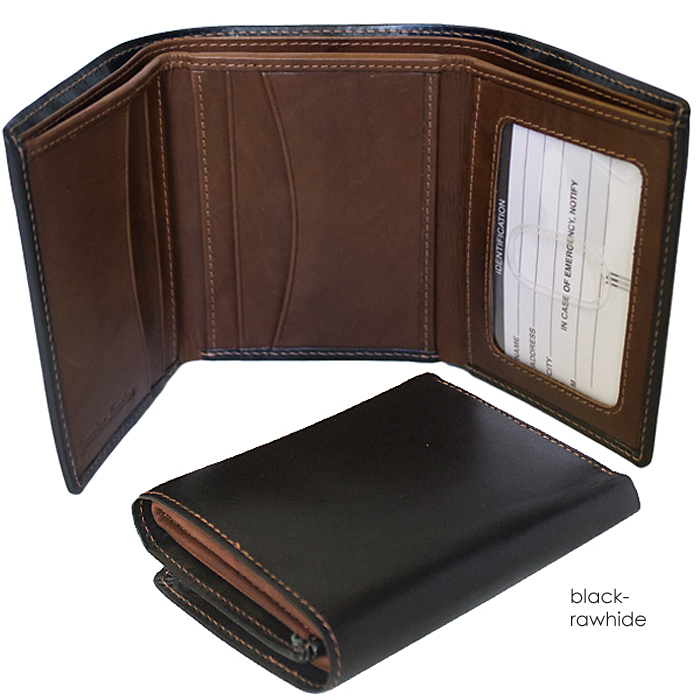 100% Leather Tri-fold Mens Wallet Black #961107