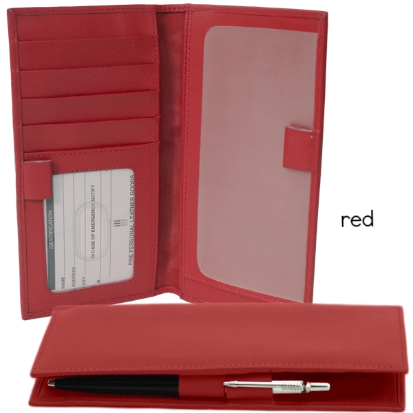 Personalized Name or Monogram Leather Checkbook Cover, USA Made Red
