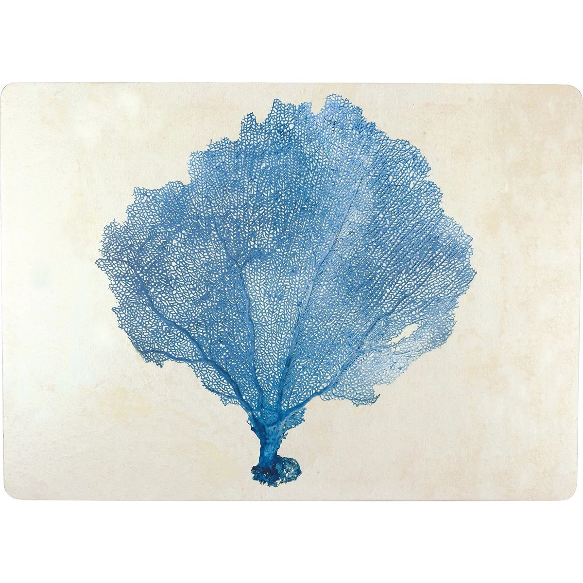 Blue Sea Fan Square Lacquer Elegant Serving Tray And Placemats