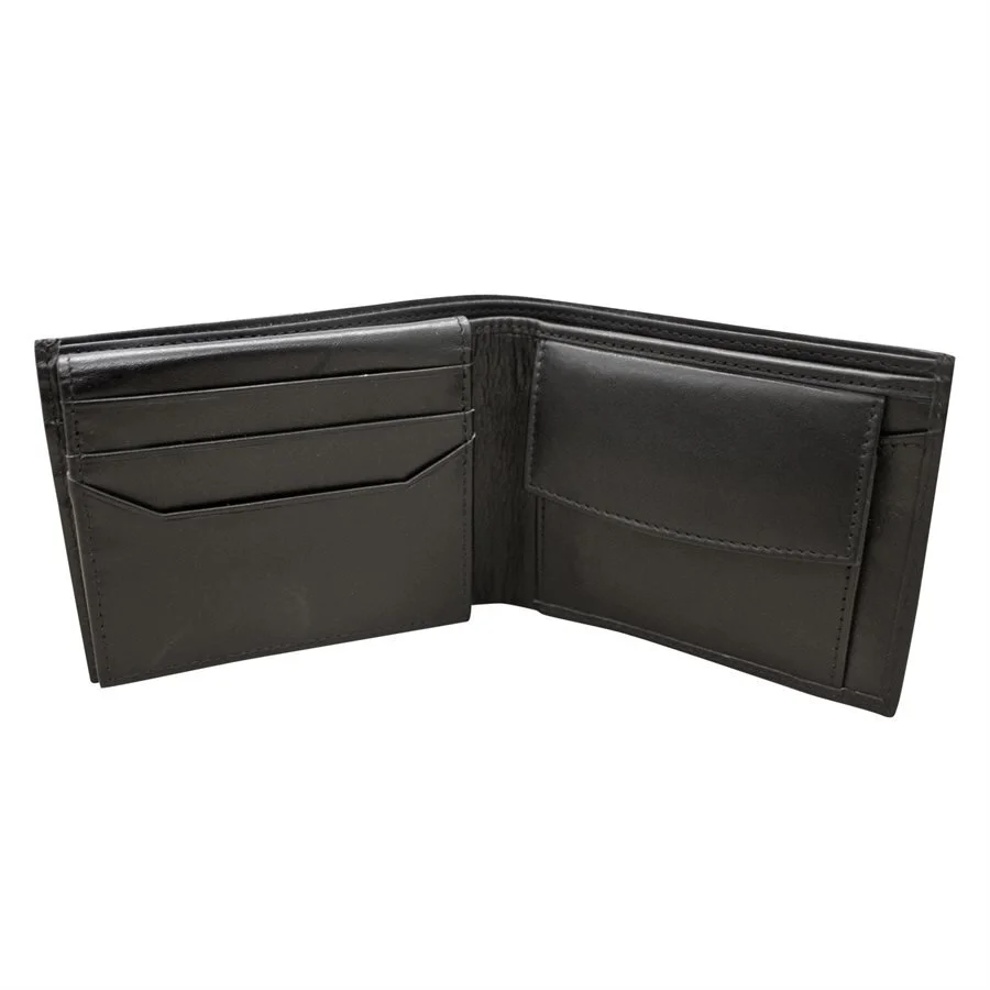 men's black leather wallet with coin pocket — MUSEUM OUTLETS