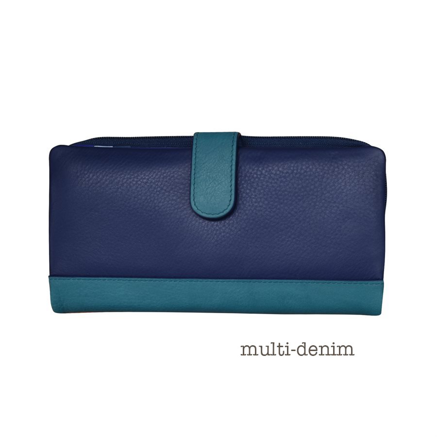 multi color leather wallet with snap closure — MUSEUM OUTLETS