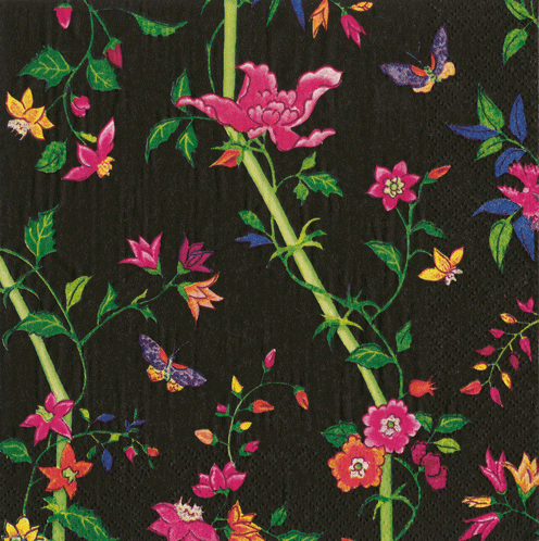elegant black floral decorative paper napkins — MUSEUM OUTLETS