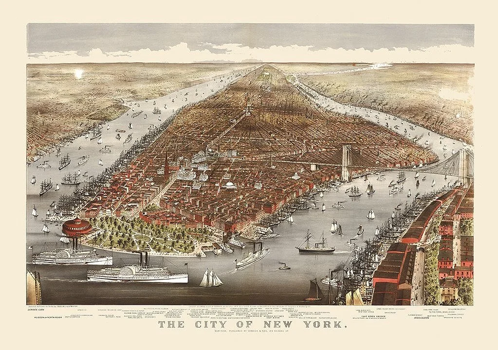 ニューヨーク　New York マンハッタン 鳥瞰図　折りたたみ地図　1968 Amazon.co.jp: New York Map Manhattan Downtown 2001 Ultra