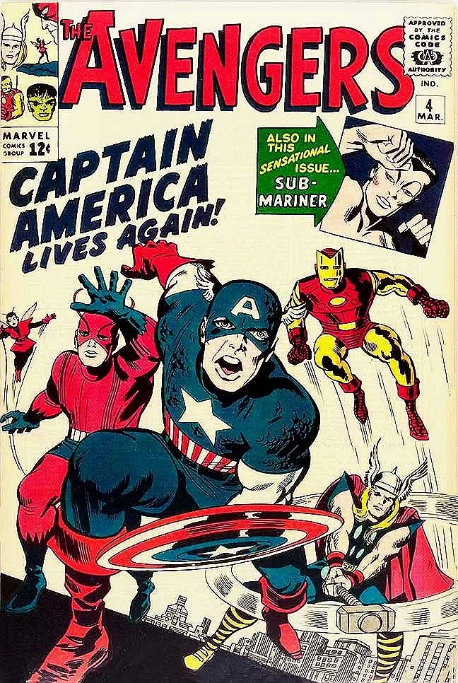 Avengers #4 Captain America Vintage Superhero Comic Book Poster