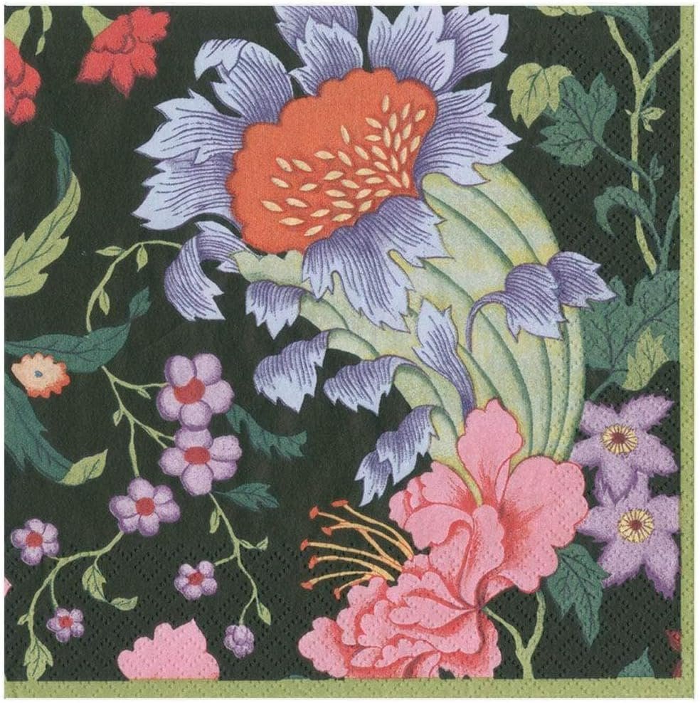 elegant black floral decorative paper napkins — MUSEUM OUTLETS