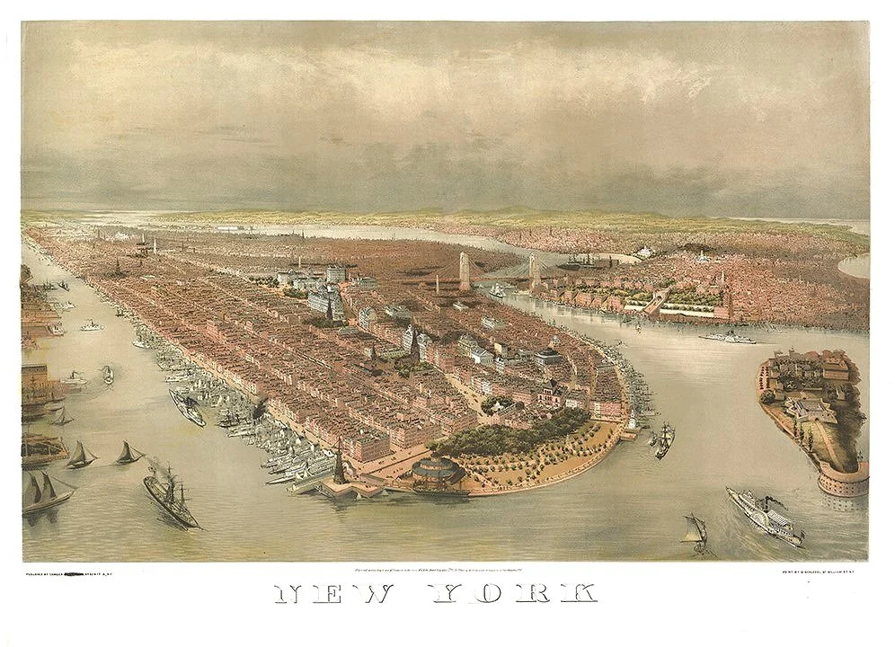 Bird's Eye View 1874 Antique Manhattan Map — MUSEUM OUTLETS