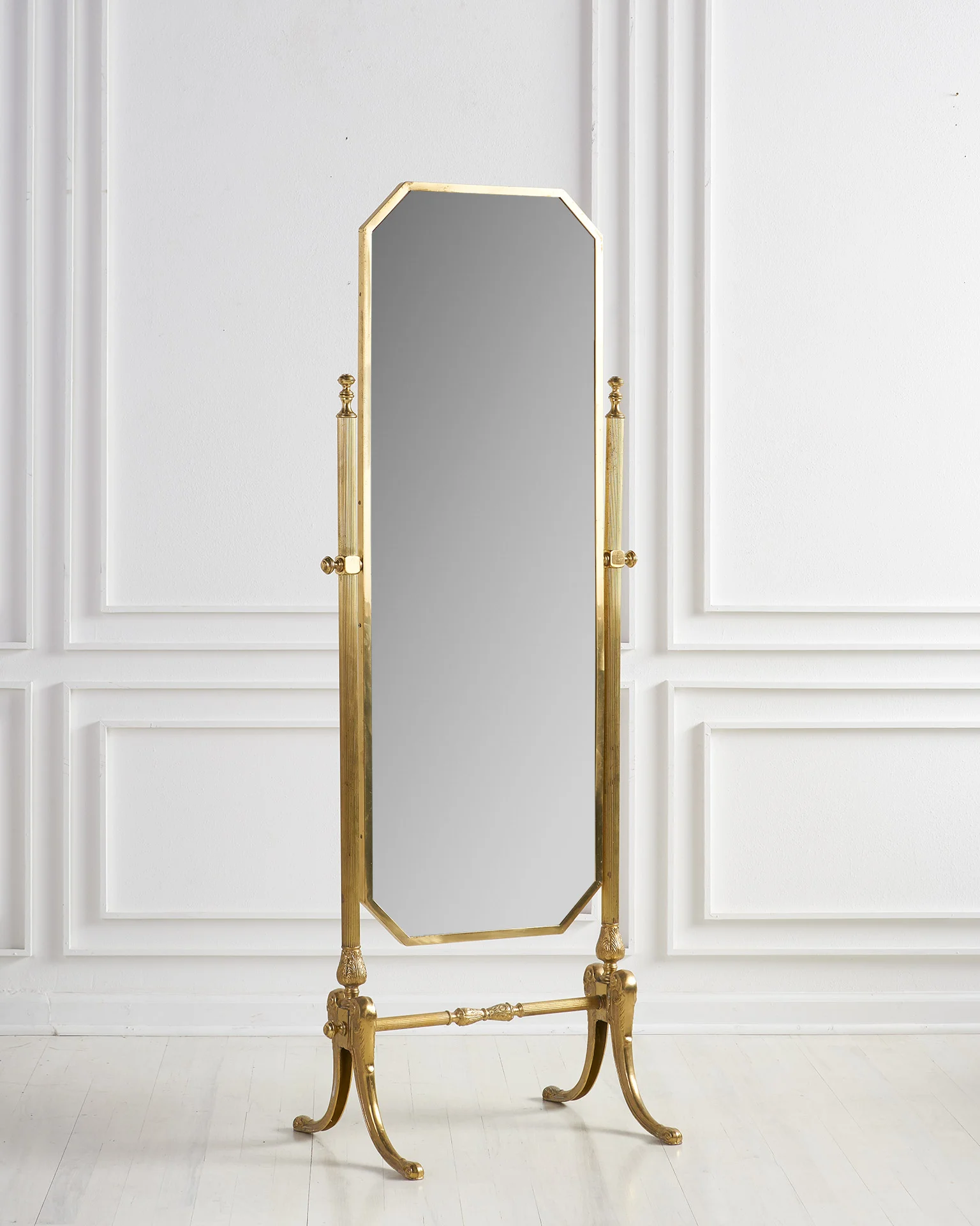 Vintage Brass Cheval Standing Floor Mirror 1960 S South Loop Loft