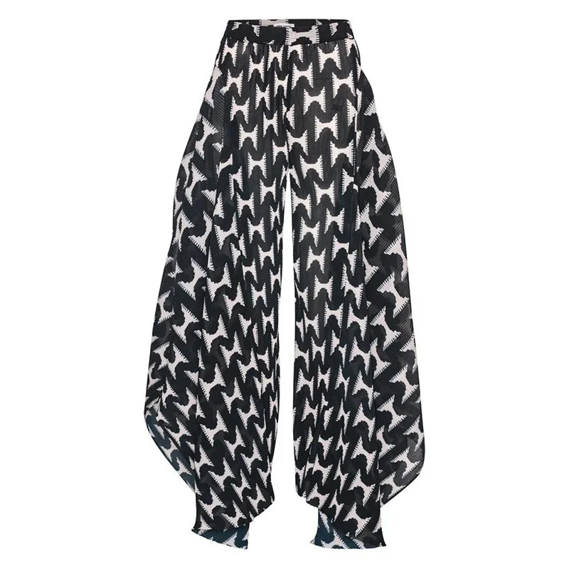 HENRIK VIBSKOV カジュアルパンツ ブラックホワイト Henrik Vibskov Wrist Plisse Pants Black White Jazz Hands