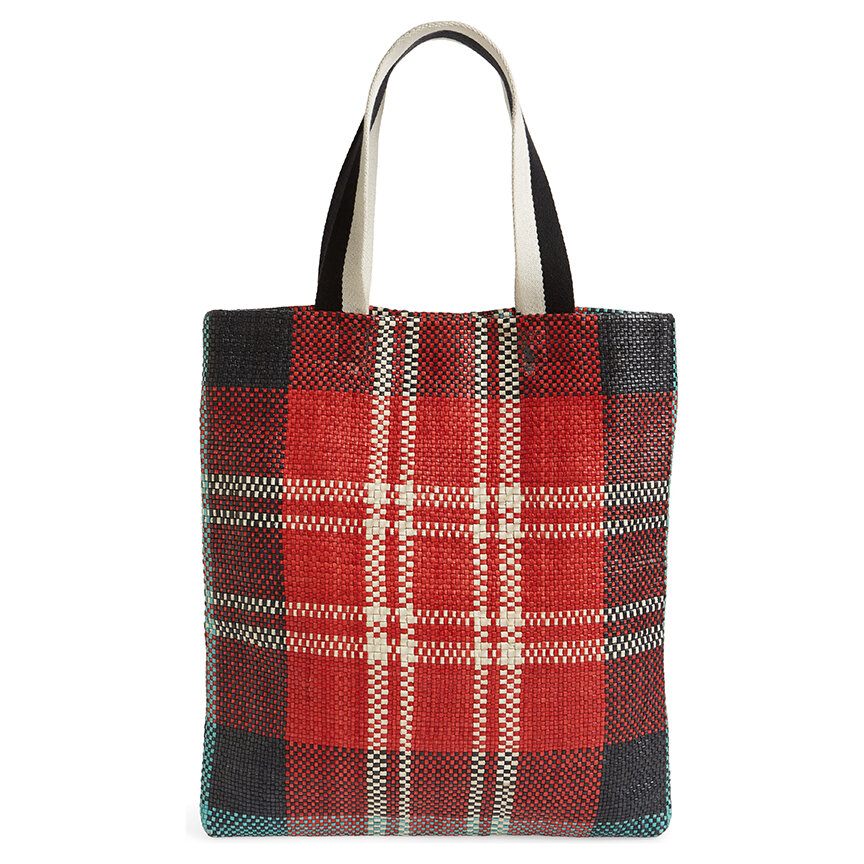 Clare V. Carryall in Red & White Woven Leather — Aggregate Supply